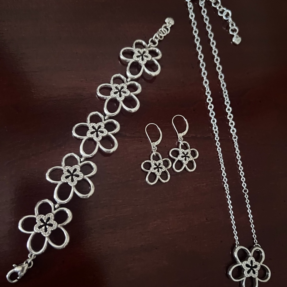 Brighton Elegant Silver Flower Jewelry Set